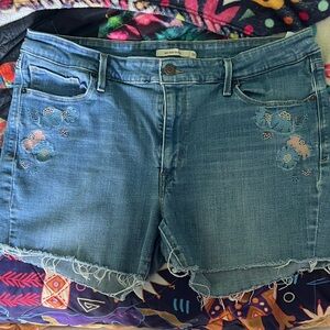 Levi's Blue Jean Shorts with Embroidery